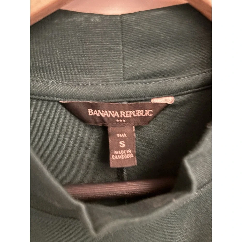 Banana Republic Women's Green Mock Neck Button Sleeve Shift Dress Sz Small Tall - Picture 6 of 7